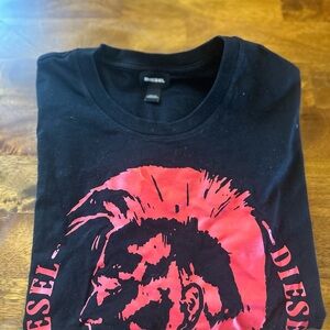 Diesel Men's Black Tee with Red Graphic